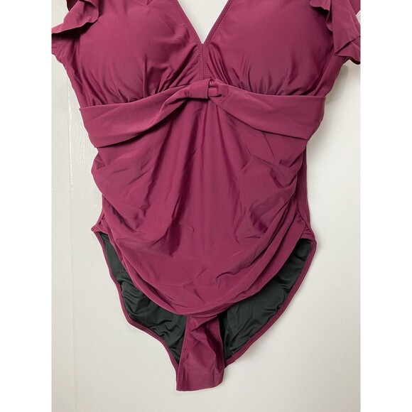Blooming Jelly Swimsuits Tummy Control Slimming One Piece Burgundy Plus Size 3XL - Picture 12 of 14